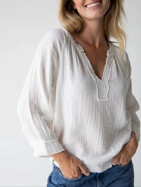 Natural Life Robyn Cotton Gauze Top Size Large White